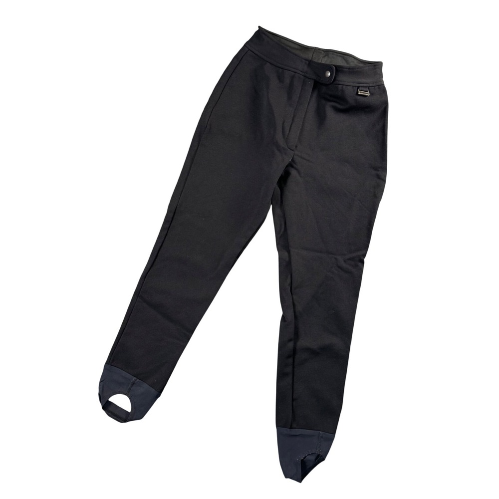 Edelweiss Skiwear Black Stirrup Pants Wool‎ Blend Made USA Vintage Ski